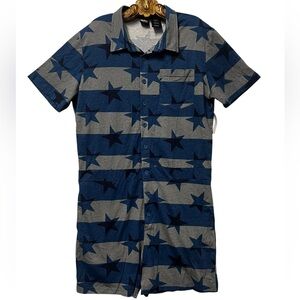 Mad Engine Indigo Daze Pajama Romper Adult L NWT PJs Sleepwear